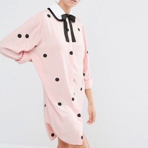 Lazy Oaf pink polka dot dress/button up.